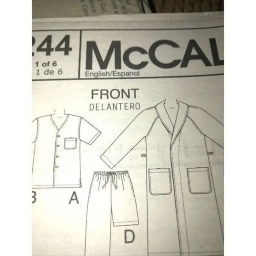 McCalls 4244 Easy Endless Options Pattern Size XXL, Men’s Robe, Belt,Pant,shor